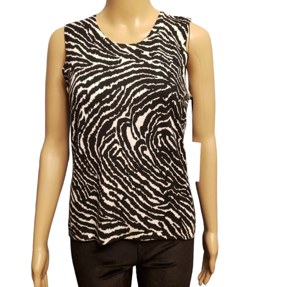 Zebra Sleeveless Sweater Tank Top Size M